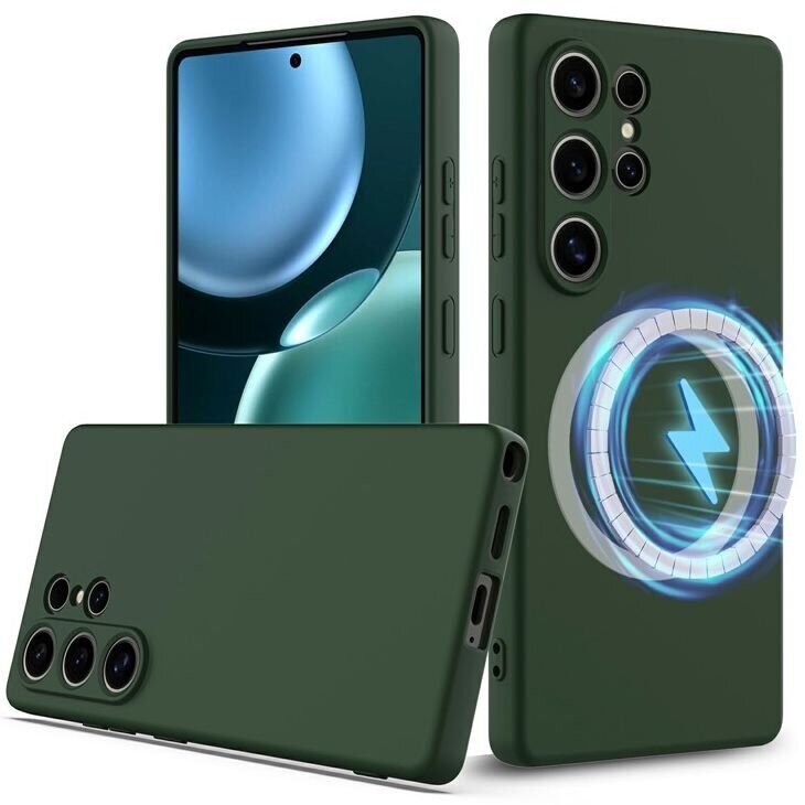 Захисний чохол Deexe Silicone Case with MagSafe для Samsung Galaxy S25 Ultra (S938) - Dark Green: фото 2 з 9