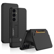 Защитный чехол GKK Card Holder для Samsung Galaxy S25 (S931) - Carbon Fiber Texture: фото 1 из 8