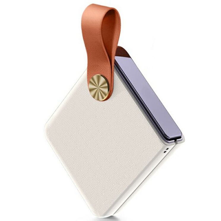Защитный чехол GKK Strap Kickstand для Motorola Razr 60 Ultra / Razr 70 Ultra - White / Brown: фото 1 из 5