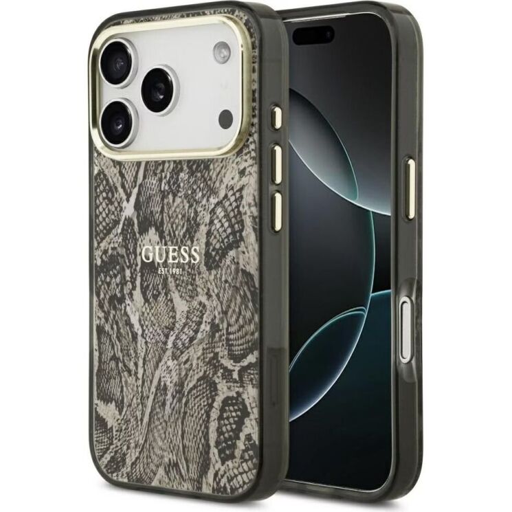 Захисний чохол Guess Python Pattern MagSafe для iPhone 17 Pro Max (GUHMP17XHIMPYGW) - Brown (411146Z) Захисний чохол Guess Python Pattern MagSafe для iPhone 17 Pro Max (GUHMP17XHIMPYGW) - Brown: фото 1 з 7