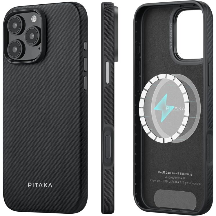 Защитный чехол Pitaka Military-Grade для Apple iPhone 16 Pro Max (KI1601PMPA) - 600D Black / Grey: фото 1 из 11