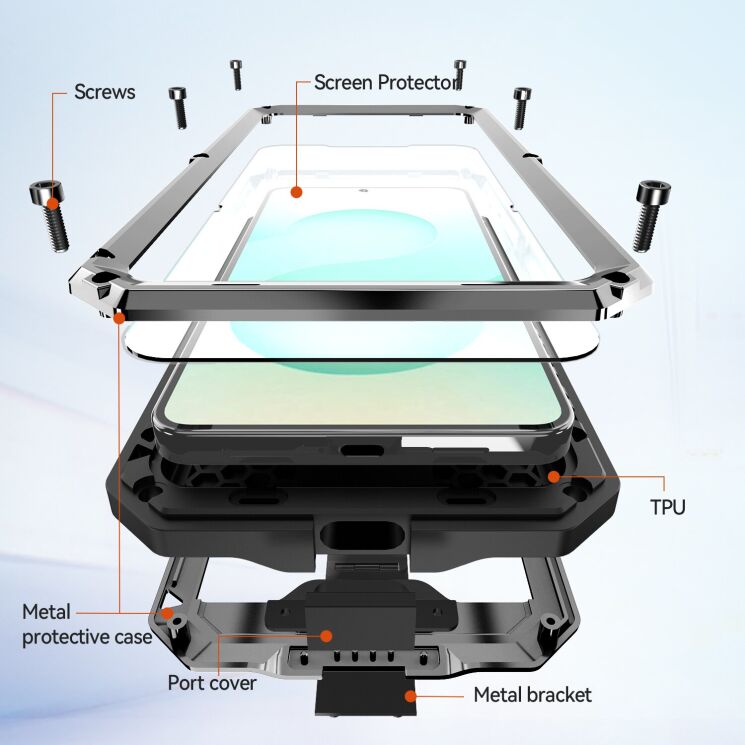 Защитный чехол R-JUST Armadillo для Samsung Galaxy S26 (S942) - Black: фото 8 из 9