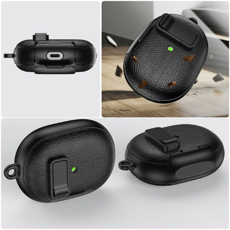 Защитный чехол Reframe Leather Texture для Huawei FreeBuds Pro 5 - Black: фото 6 из 8