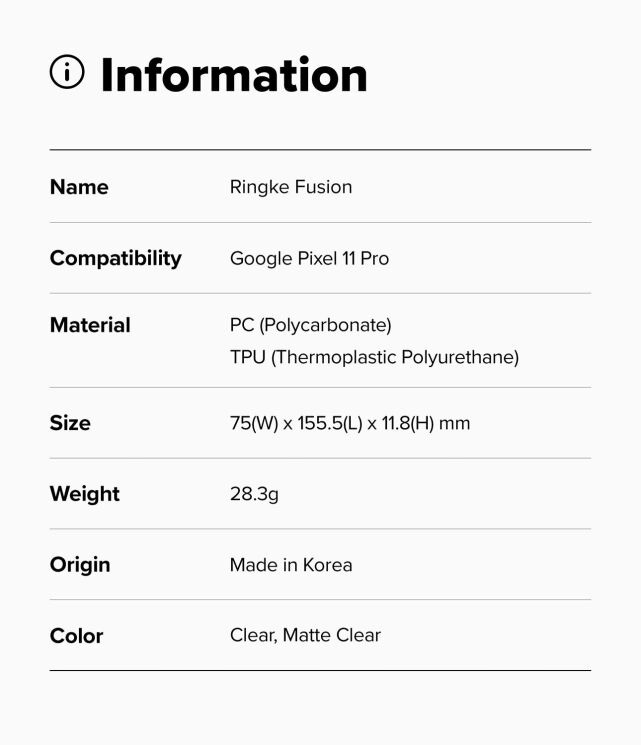 Защитный чехол Ringke Fusion для Google Pixel 11 Pro (8800380461024) - Matte Clear: фото 15 из 15