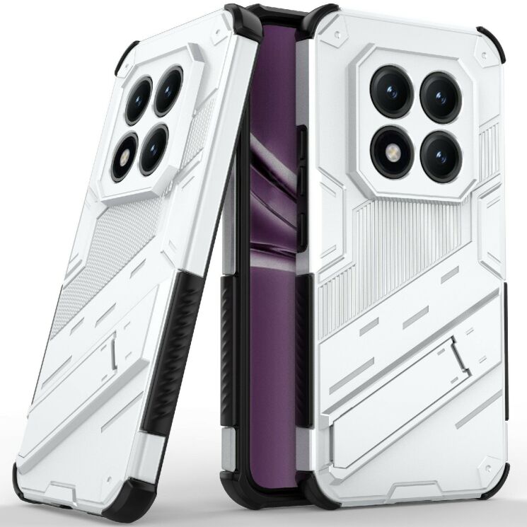 Защитный чехол с подставкой Deexe Bibercas для Xiaomi Redmi Note 15 Pro Plus / Poco M8 Pro 5G - White: фото 1 из 5