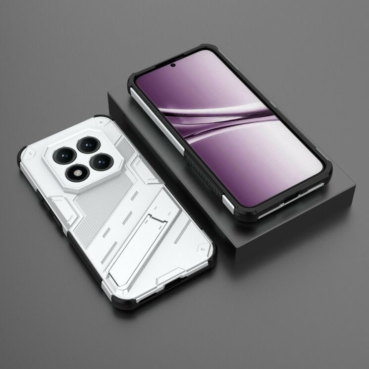 Защитный чехол с подставкой Deexe Bibercas для Xiaomi Redmi Note 15 Pro Plus / Poco M8 Pro 5G - White: фото 3 из 5