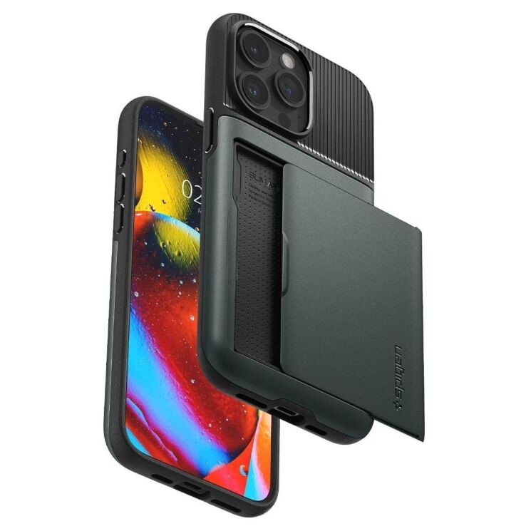 Защитный чехол Spigen (SGP) Slim Armor CS для Apple iPhone 15 Pro Max - Abyss Green: фото 4 из 18