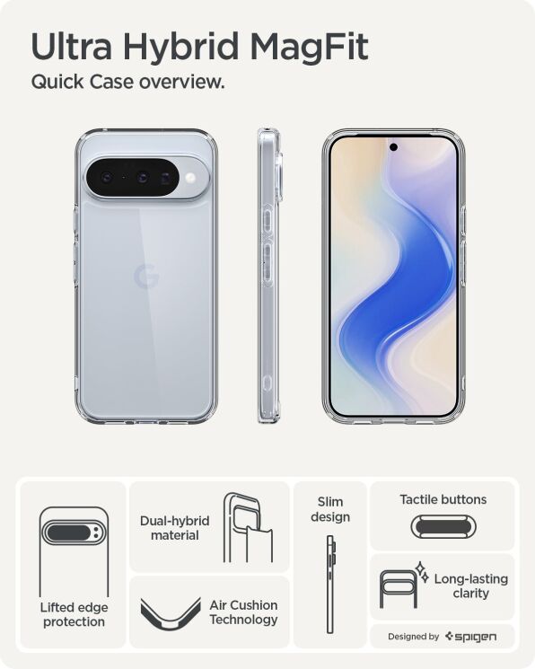 Захисний чохол Spigen (SGP) Ultra Hybrid для Google Pixel 10 / 10 Pro (ACS09715) - Crystal Clear: фото 10 з 14