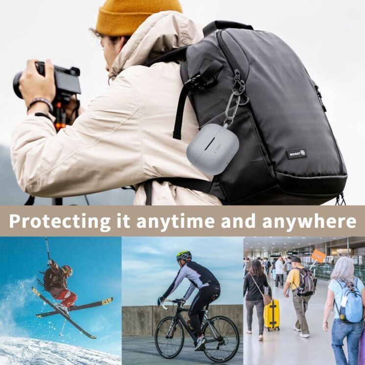 Защитный чехол Tech-Protect Silicone Hook для Samsung Galaxy Buds 3 / Buds 3 Pro - Latte: фото 4 из 7