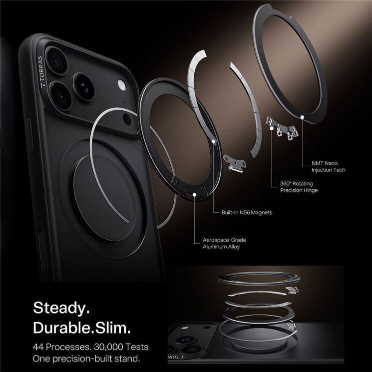 Захисний чохол TORRAS Ostand O1 Guardian (with MagSafe) для Apple iPhone 18 Pro - Black (423612B) Захисний чохол TORRAS Ostand O1 Guardian (with MagSafe) для Apple iPhone 18 Pro - Black: фото 3 з 6