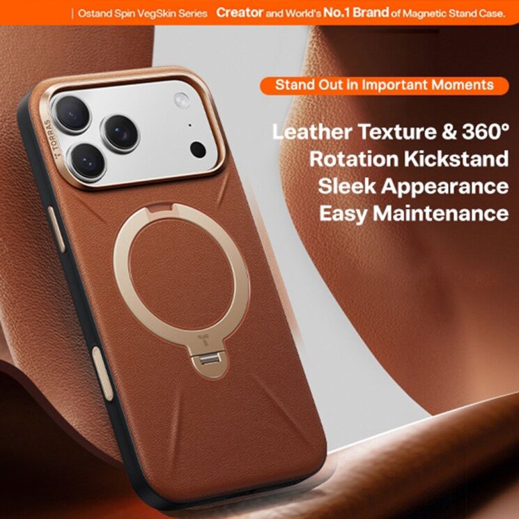 Захисний чохол TORRAS Ostand Q3 VegSkin (with MagSafe) для iPhone 16 Pro - Black: фото 3 з 9