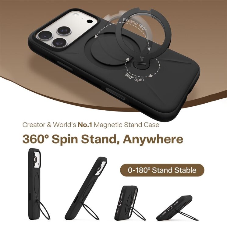Защитный чехол TORRAS Ostand Spin Fusion для Apple iPhone 17 Pro Max - Apricot: фото 5 из 7