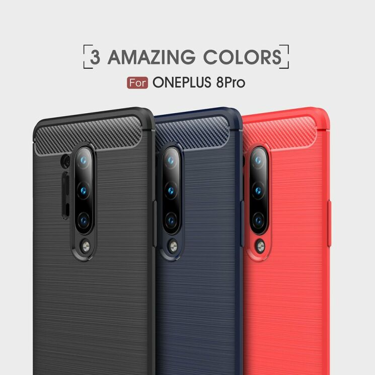 Защитный чехол UniCase Carbon для OnePlus 8 Pro - Dark Blue: фото 9 из 10