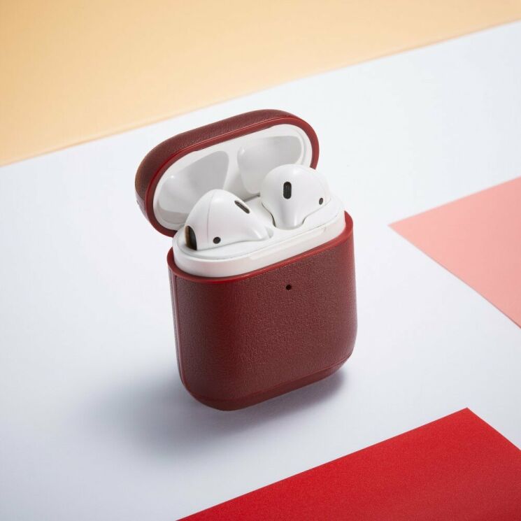 Защитный чехол UniCase Leather Cover для Apple AirPods 1 / 2 - Wine Red: фото 14 из 14
