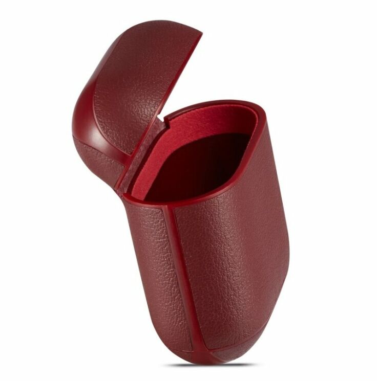 Защитный чехол UniCase Leather Cover для Apple AirPods 1 / 2 - Wine Red: фото 9 из 14