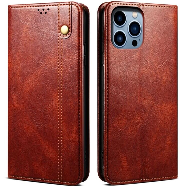 Защитный чехол UniCase Leather Wallet для Apple iPhone 16 Pro - Brown: фото 1 из 6