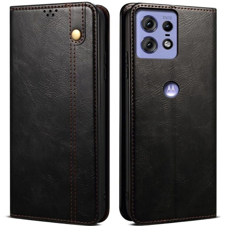 Защитный чехол UniCase Leather Wallet для Motorola Edge 50 Pro - Black: фото 1 из 6