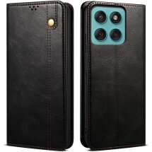 Защитный чехол UniCase Leather Wallet для Motorola Moto G56 - Black: фото 1 из 7