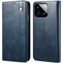 Защитный чехол UniCase Leather Wallet для Xiaomi Poco F6 Pro - Blue: фото 1 из 7