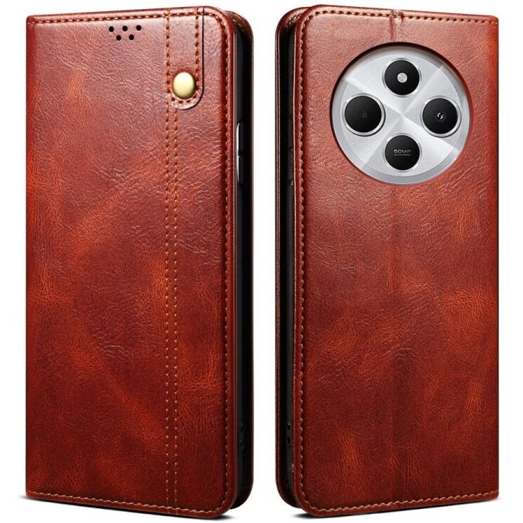 Защитный чехол UniCase Leather Wallet для Xiaomi Redmi 14C / Redmi A4 5G / Poco C75 - Brown: фото 1 из 6