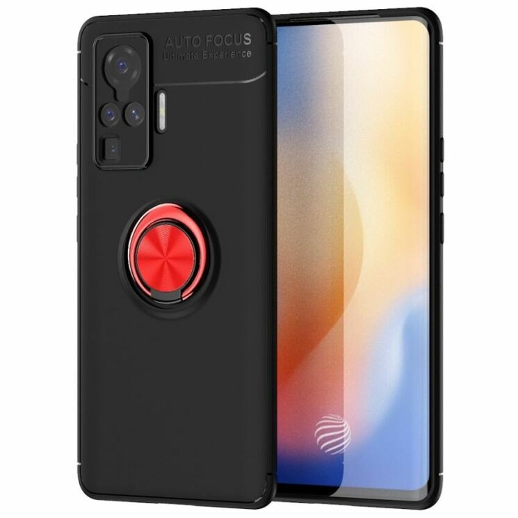 Чехол с магнитным кольцом UniCase Magnetic Ring для VIVO X50 Pro - Black / Red: фото 1 из 16