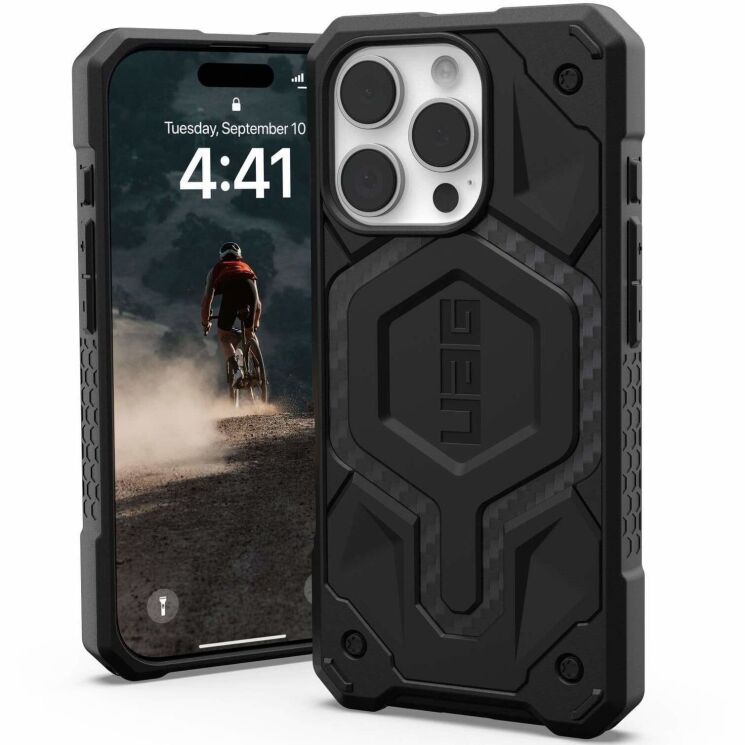 Защитный чехол URBAN ARMOR GEAR (UAG) Monarch для Apple iPhone 16 Pro - Carbon Fiber: фото 1 из 6