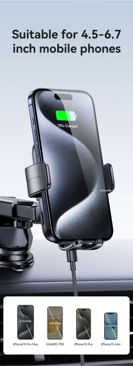 Автомобільний тримач з бездротовою зарядкою Usams CD229 15W Wireless Charging - Black: фото 14 з 16