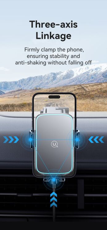 Автомобільний тримач з бездротовою зарядкою Usams CD229 15W Wireless Charging - Black: фото 8 з 16