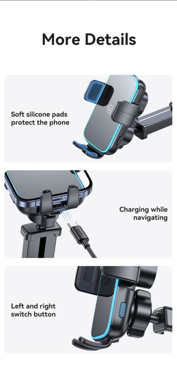 Автомобільний тримач з бездротовою зарядкою Usams CD229 15W Wireless Charging - Black: фото 13 з 16