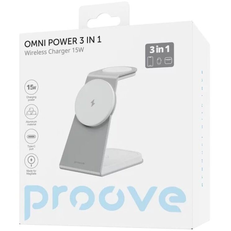 Беспроводное зарядное устройство Proove Omni Power 3 in 1 - White: фото 5 из 6