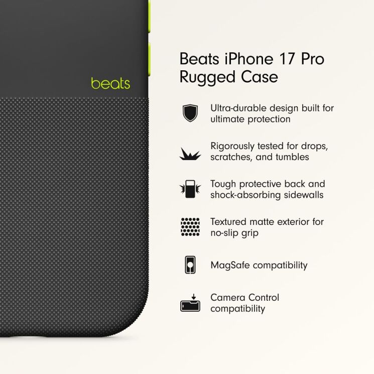 Чехол Beats Rugged Case with MagSafe and Camera Control для iPhone 17 Pro (MGJM4) - Everest Black: фото 2 из 6