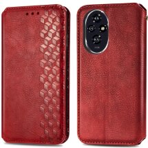 Чехол Deexe Rhombus Wallet для Honor 200 - Red: фото 1 из 9