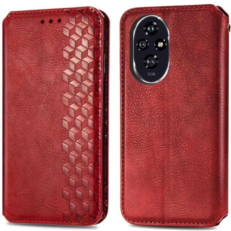 Чехол Deexe Rhombus Wallet для Honor 200 - Red: фото 1 из 9