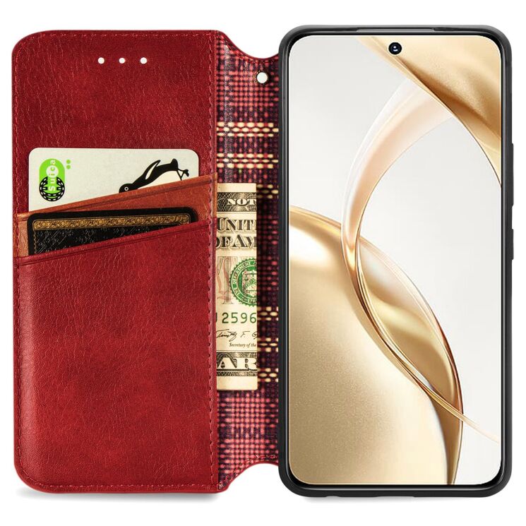 Чехол Deexe Rhombus Wallet для Honor 200 - Red: фото 2 из 9