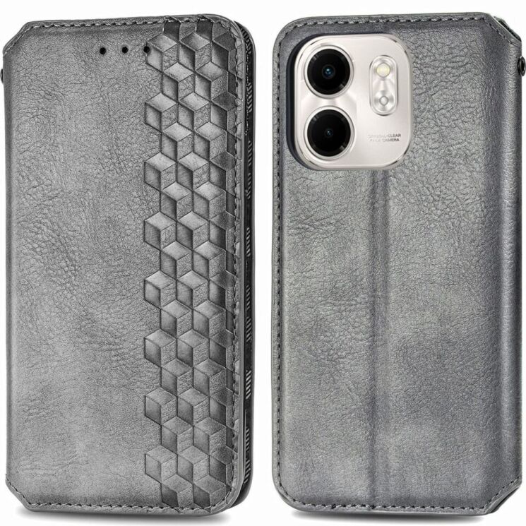 Чехол Deexe Rhombus Wallet для Infinix Smart 9 (X6532) - Grey: фото 1 из 10