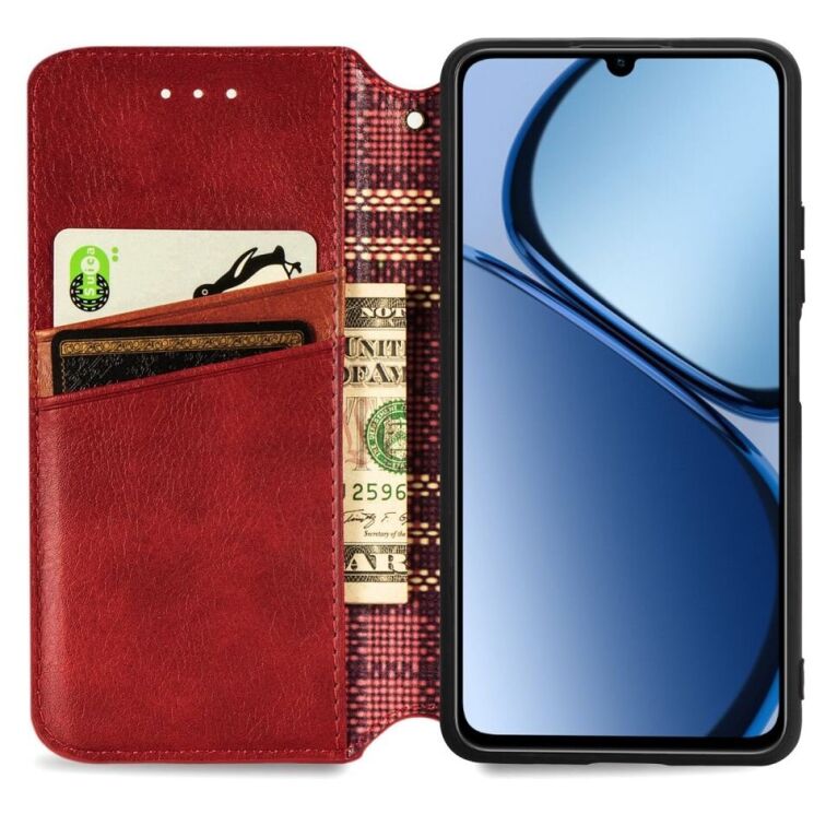 Чехол Deexe Rhombus Wallet для Realme C63 - Red: фото 2 из 9