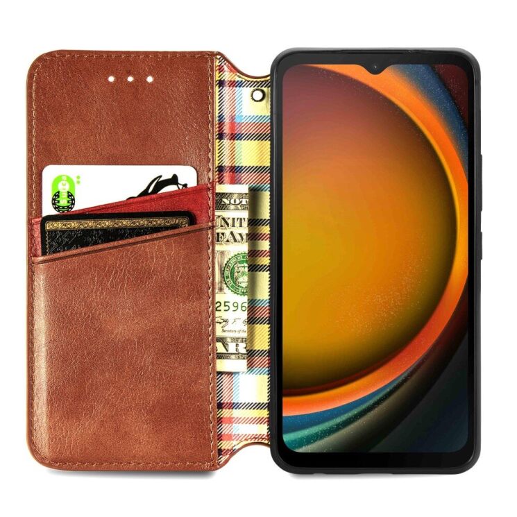 Чохол Deexe Rhombus Wallet для Samsung Galaxy Xcover 7 (G556) - Brown: фото 2 з 11