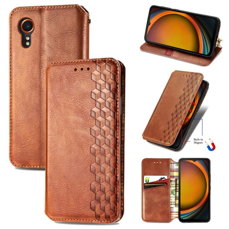 Чохол Deexe Rhombus Wallet для Samsung Galaxy Xcover 7 (G556) - Brown: фото 4 з 11
