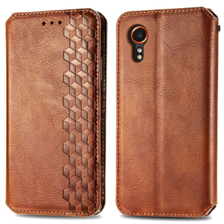 Чохол Deexe Rhombus Wallet для Samsung Galaxy Xcover 7 (G556) - Brown: фото 1 з 11