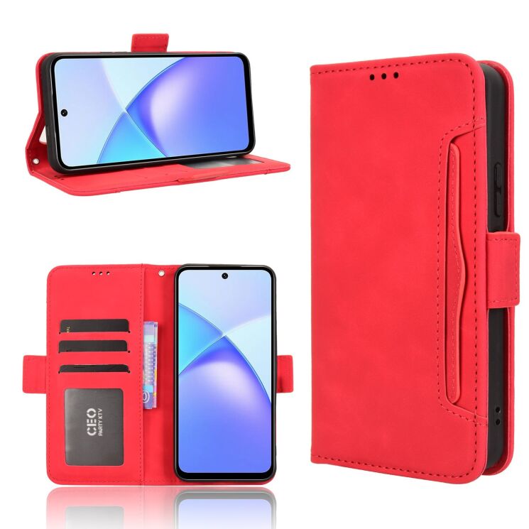 Чохол Deexe Wallet Stand для Infinix Smart 10 Plus - Red: фото 8 з 14