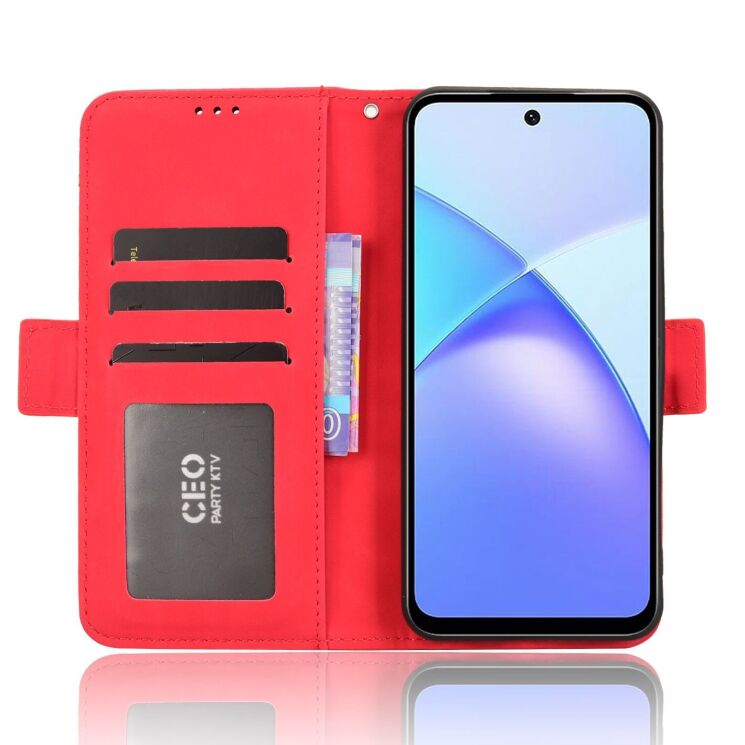 Чохол Deexe Wallet Stand для Infinix Smart 10 Plus - Red: фото 5 з 14