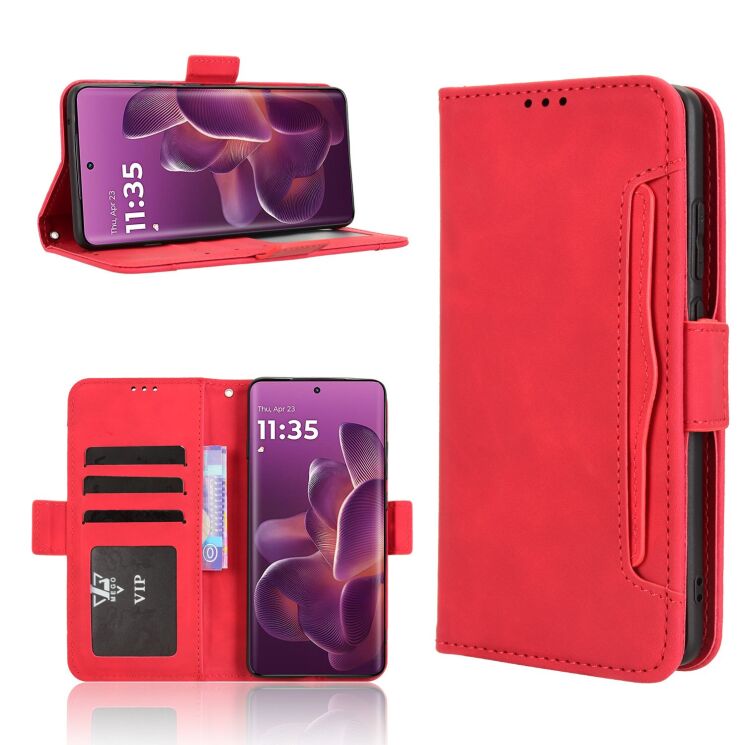 Чохол Deexe Wallet Stand для Motorola Edge 60 Pro - Red: фото 5 з 9