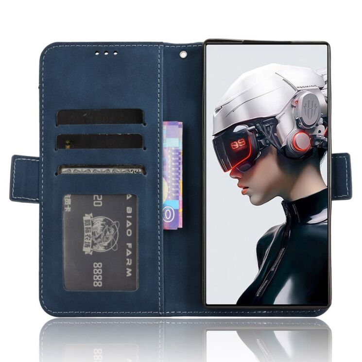 Чехол Deexe Wallet Stand для ZTE Nubia Red Magic 5G - Blue: фото 3 из 7
