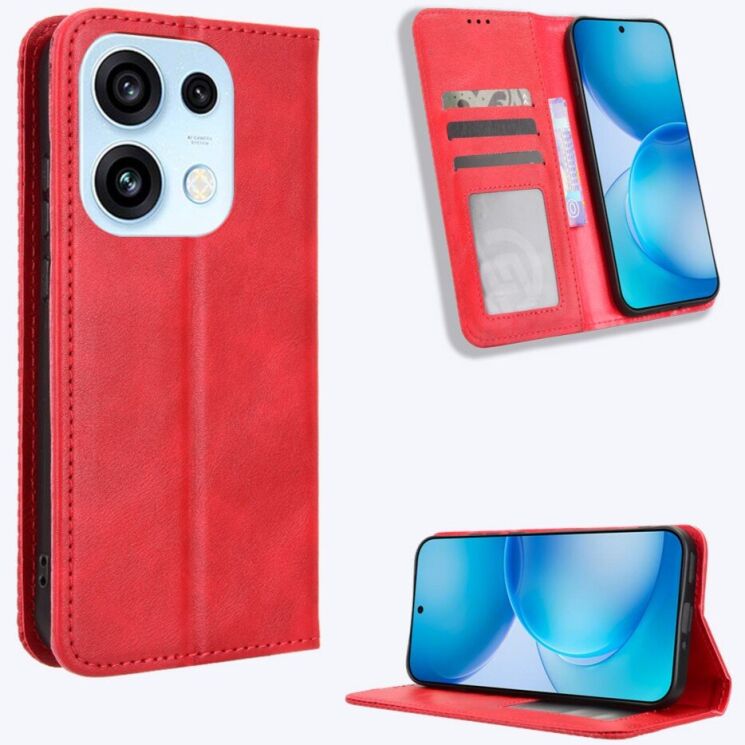 Чехол-книжка Deexe Retro Style для OPPO Reno 16 / 16 Pro - Red: фото 2 из 18