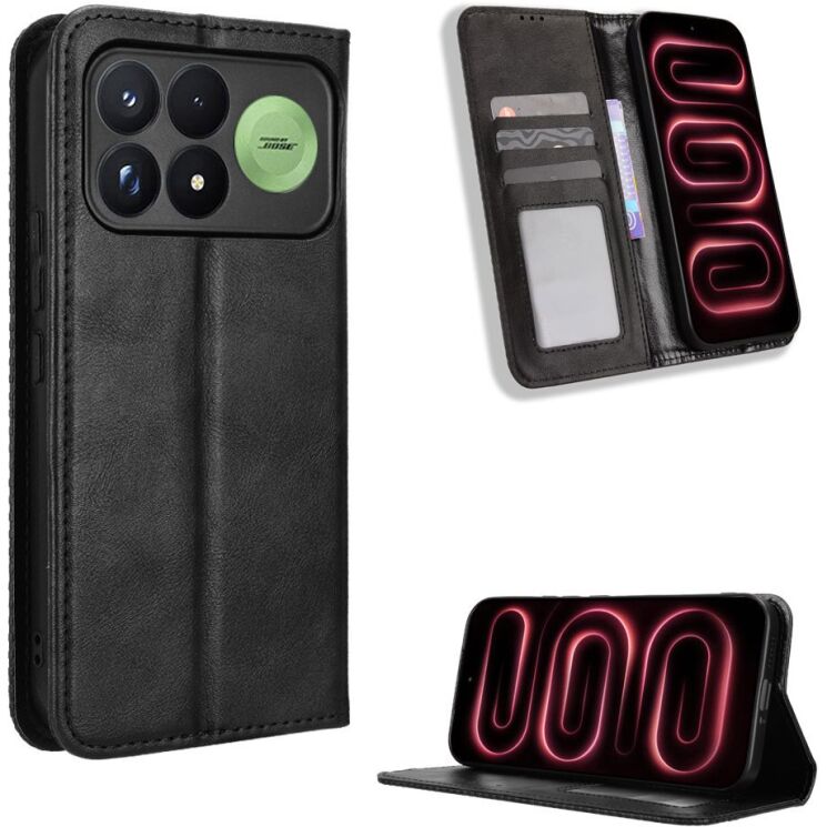 Чехол-книжка Deexe Retro Style для Xiaomi Poco F9 Pro - Black: фото 2 из 19