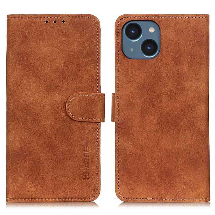 Чехол-книжка KHAZNEH Retro Wallet для Apple iPhone 15 - Brown: фото 1 из 9