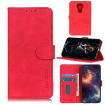 Чехол-книжка KHAZNEH Retro Wallet для Motorola Moto G9 Play / Moto E7 Plus - Red: фото 1 из 11