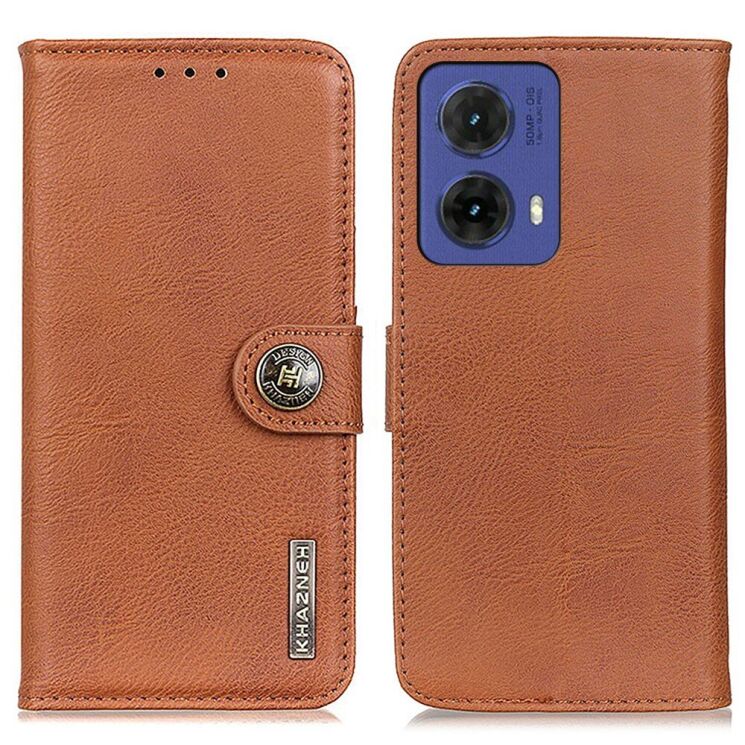 Чохол-книжка KHAZNEH Wallet Cover для Motorola Moto G85 - Brown: фото 1 з 8