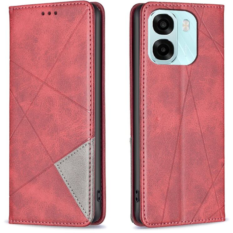 Чехол-книжка с карманами UniCase Geometric Pattern для OPPO A6x - Red: фото 1 из 10