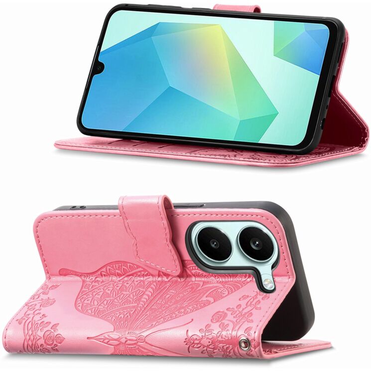 Чехол-книжка с рисунком UniCase Butterfly Pattern для Xiaomi Poco X8 Pro - Pink: фото 2 из 10